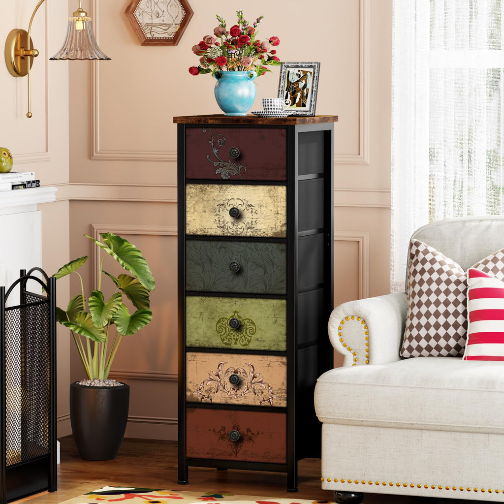 Tall 6 Drawer Fabric Dresser M2513