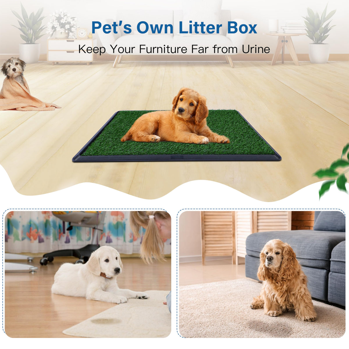 20"x25" Artificial Grass Dog Potty Pad with Tray M981558