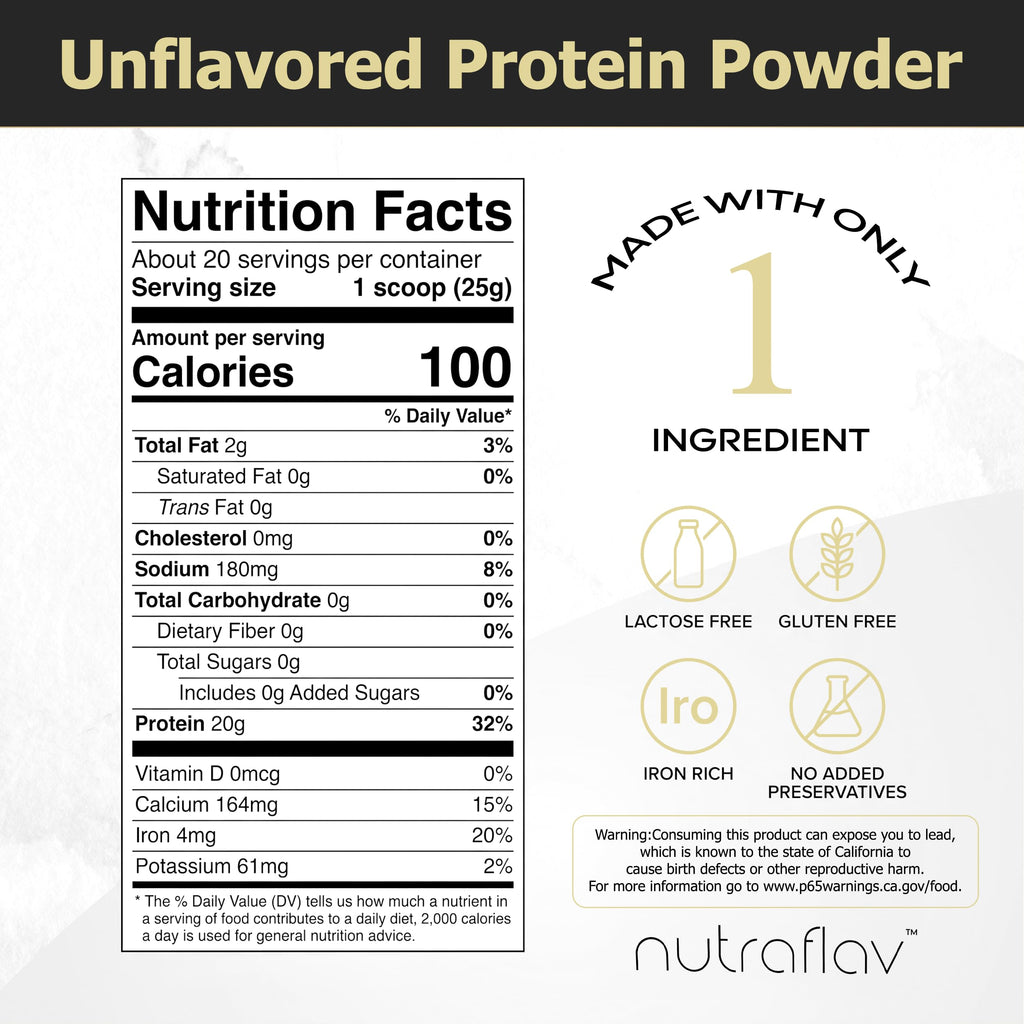 Unflavored Vegan Pea Protein Powder, 20 Servings E822