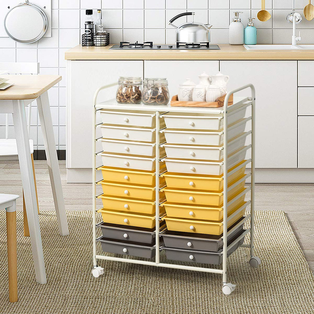 20 Drawer Rolling Storage Cart with Lockable Wheels U435750
