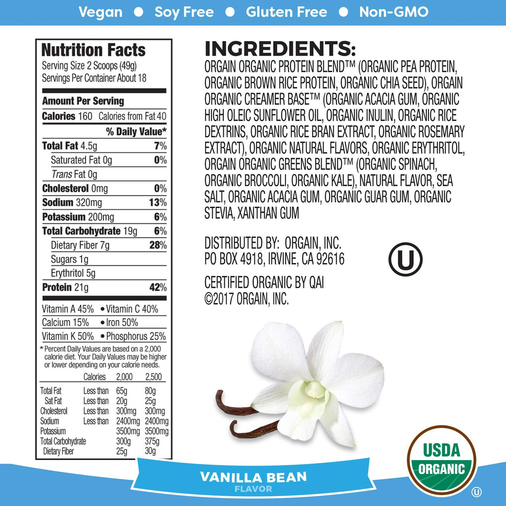 Organic Vegan Protein Powder + Greens Vanilla Bean R24212