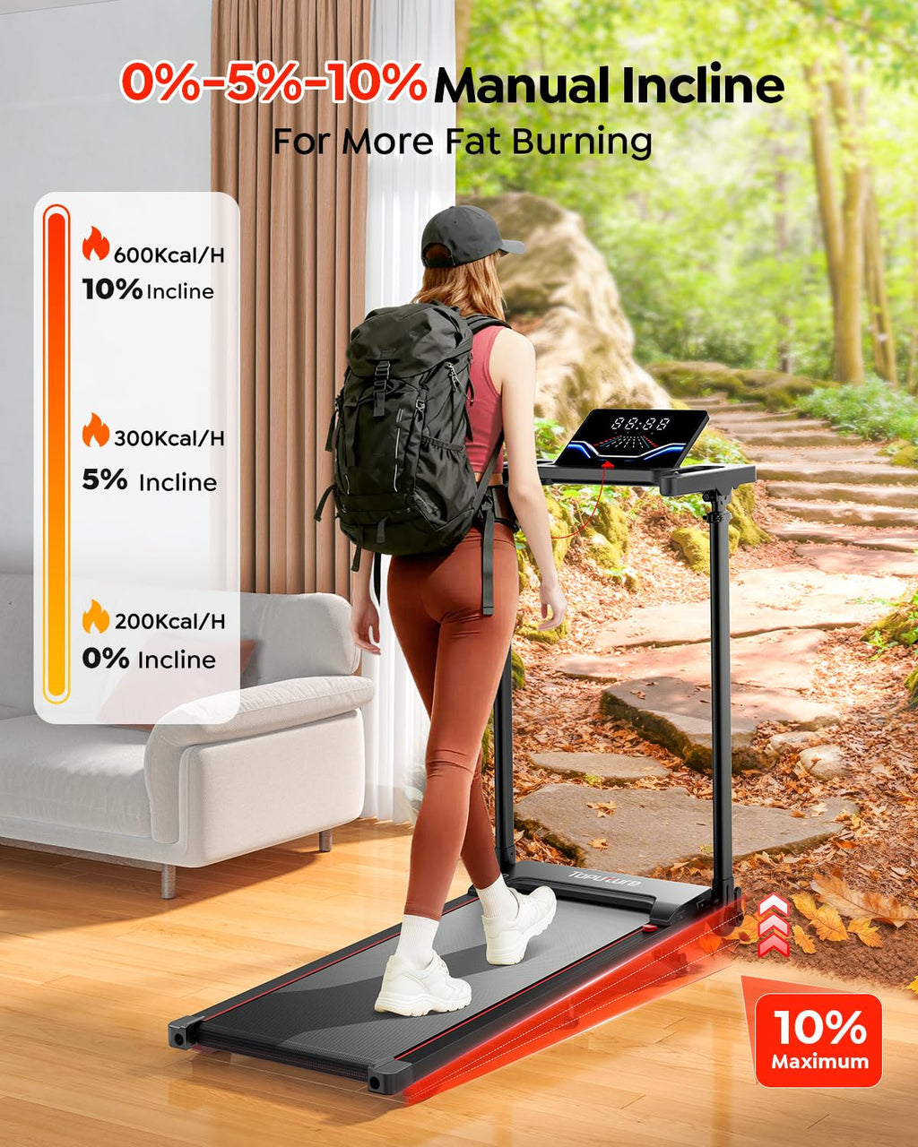 Foldable Treadmill with Incline and Adjustable Handle Bar G2097
