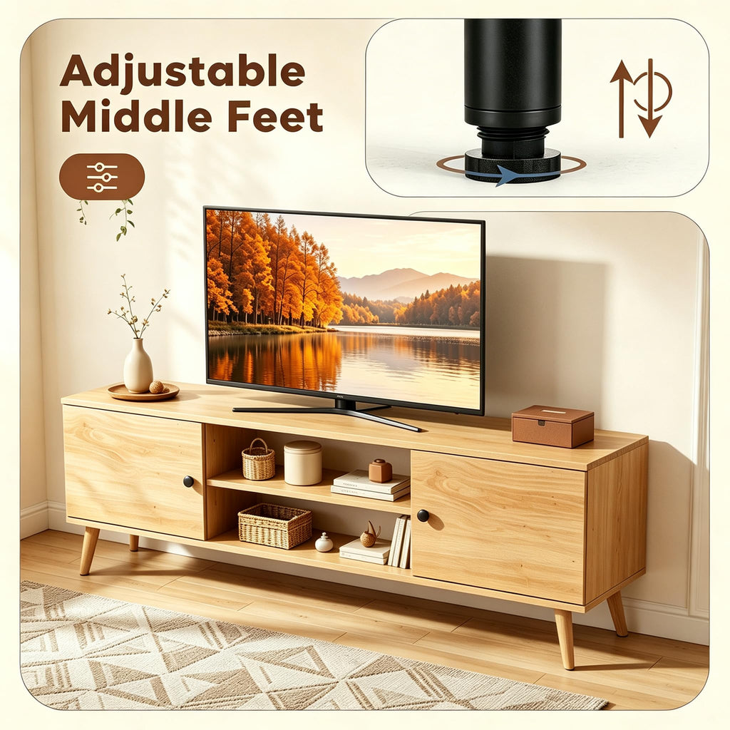 55 60 inch Wood TV Stand with 2 Cabinets U502