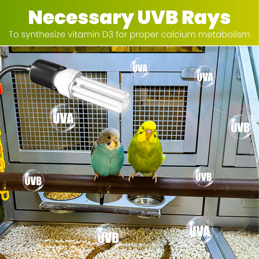 Bird Cage Lighting Combo Kit, Clip Lamp with UVB 2.4 20W Compact Fluorescent Bulb E51521
