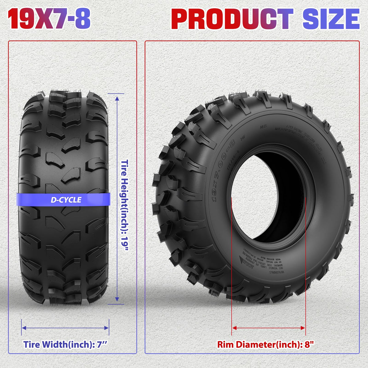 19x7-8 ATV UTV Tubeless All-Terrain Tire T796273