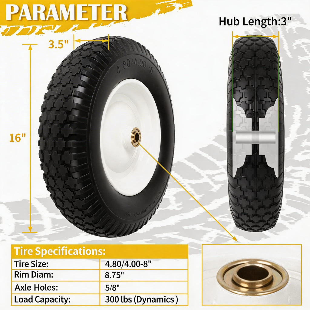 Flat Free Wheelbarrow Tire and Wheel 2 Pack N7357