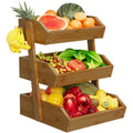 Walnut Bamboo 3 Tier Fruit Basket with 2 Banana Hangers L271