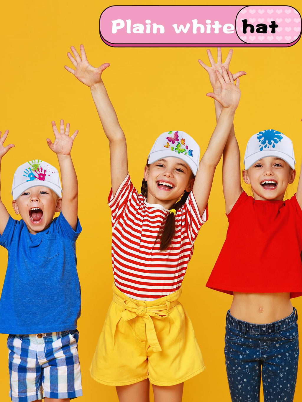 30 Pcs White Cotton Kids Baseball Cap N748794