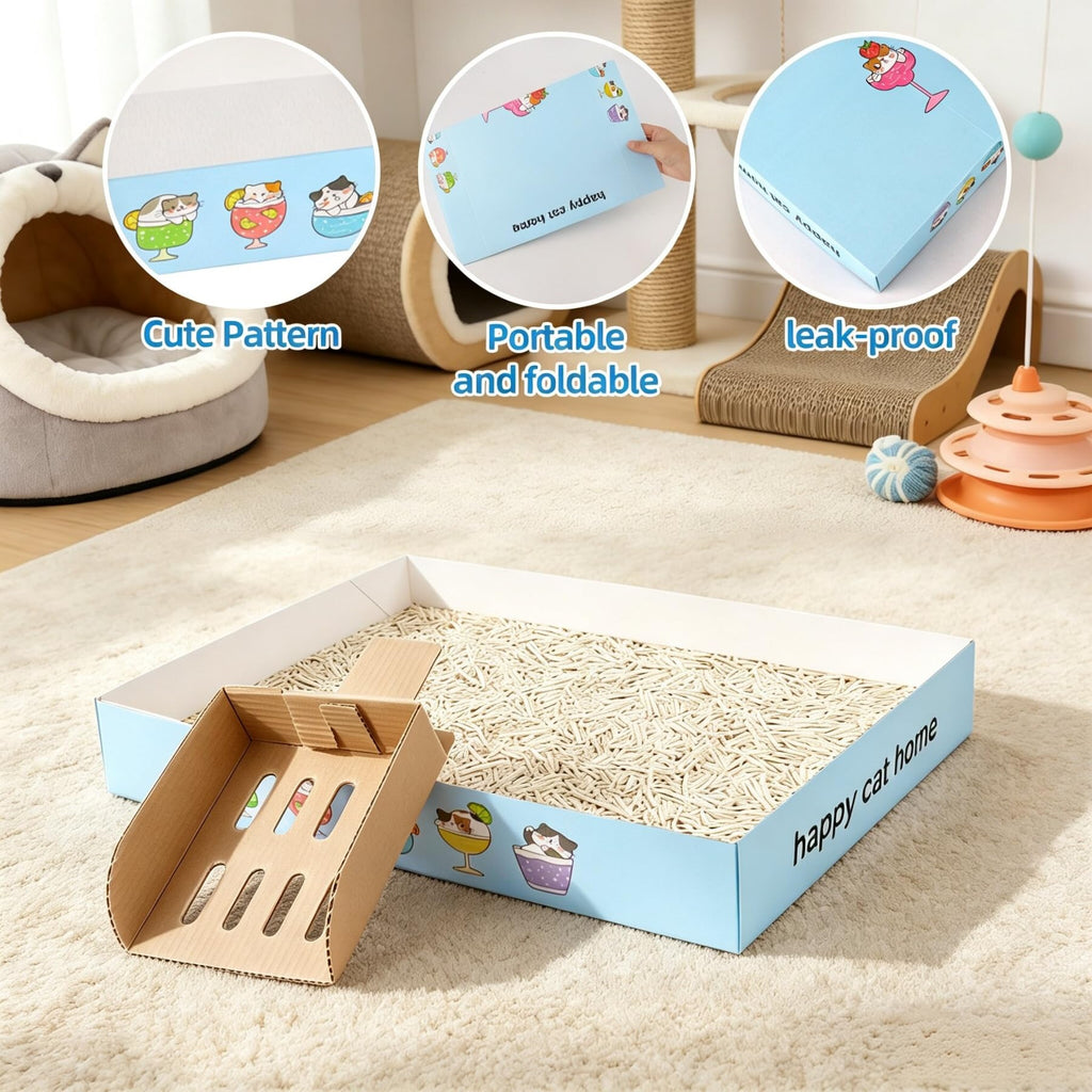 32 Pack Disposable Cat Litter Box with 6 Scoops S175696