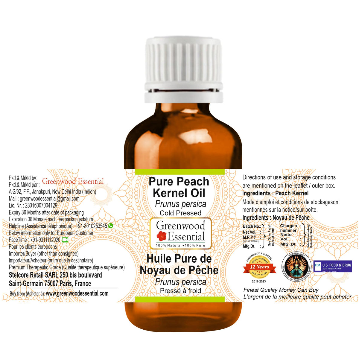 Cold Pressed Peach Kernel Oil 30ml C140