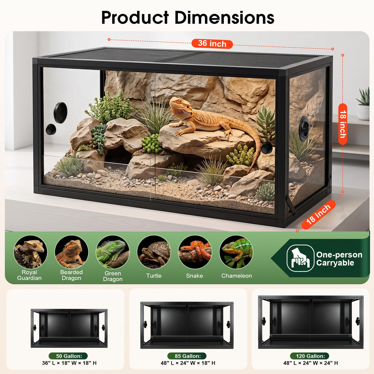 50 Gallon Front Opening Reptile Tank R840