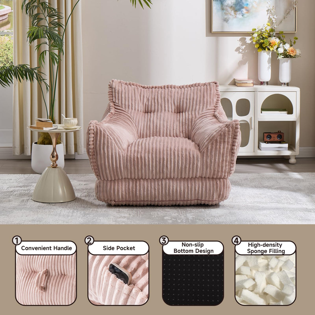 2 in 1 Folding Sofa Bed Pink I7946