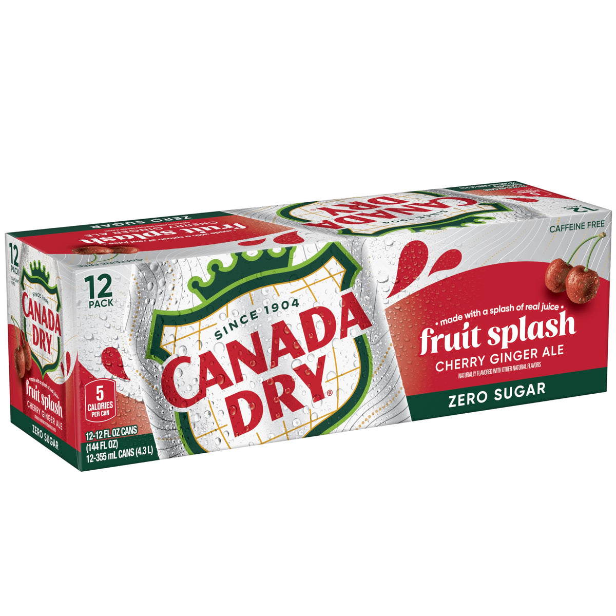 Zero Sugar Cherry Ginger Ale Soda, 12 fl. oz. Cans, 12 Pack U11118