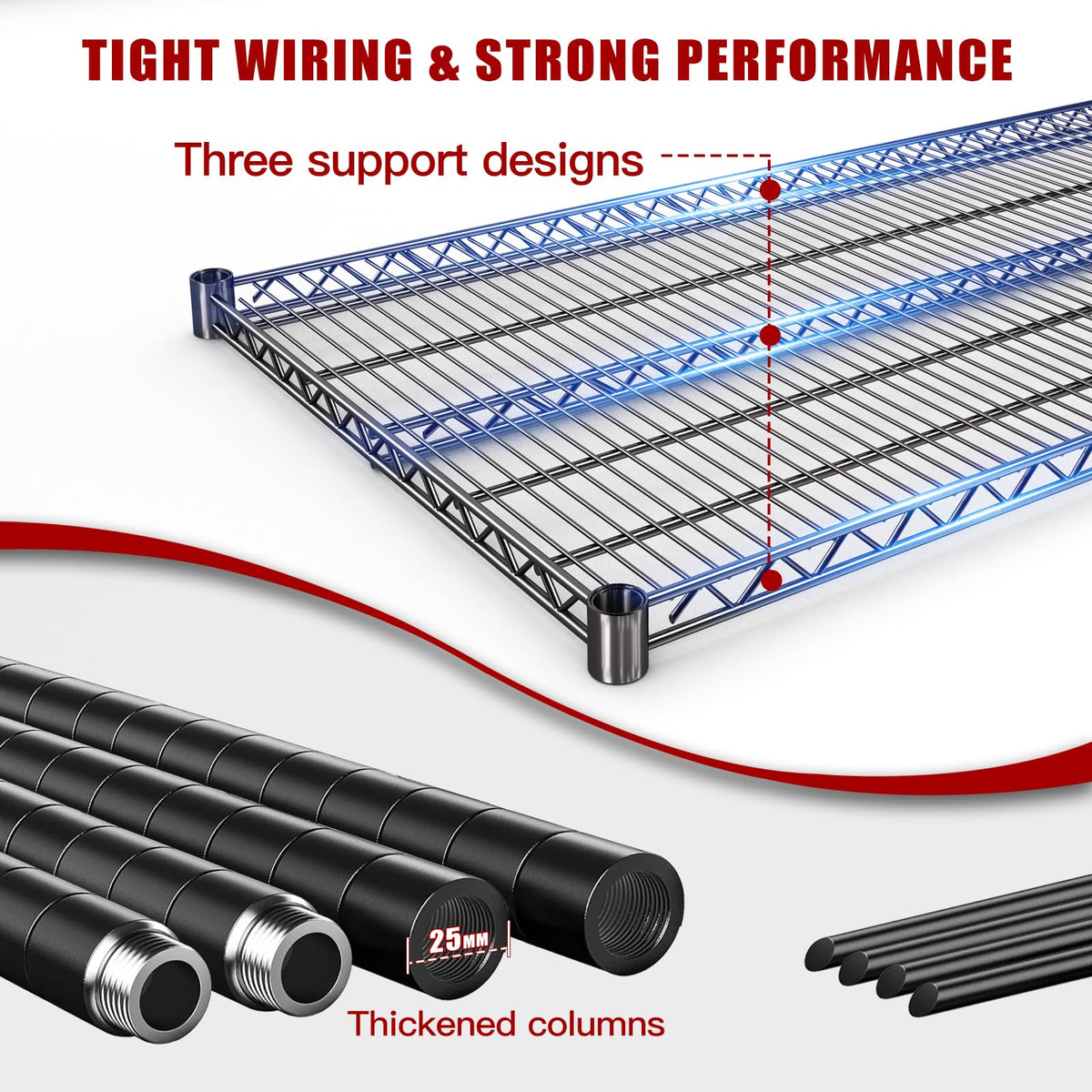 60”W 5 Tier Heavy Duty Metal Wire Shelving with Wheels Q206