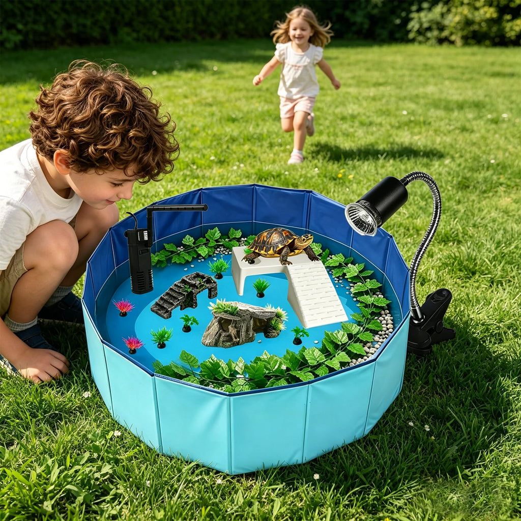 22.8 inch Turtle Tank Habitat Kit with Basking Platform E51094
