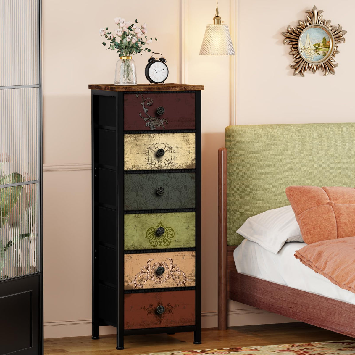 Tall 6 Drawer Fabric Dresser M2513