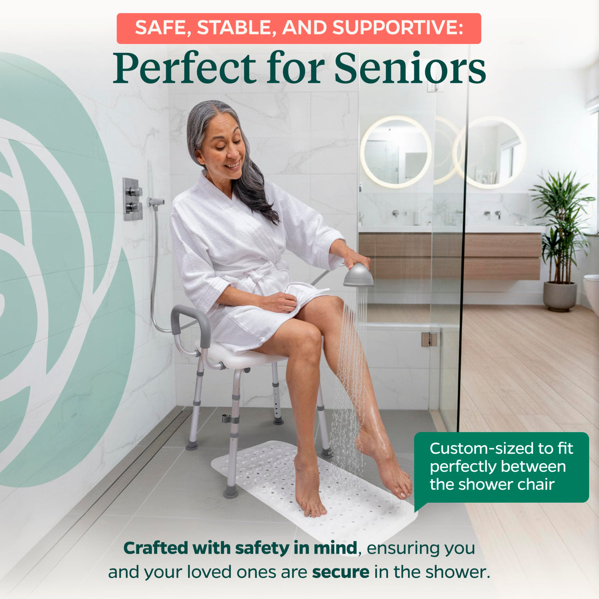 Adjustable Shower Chair with Mat C2893