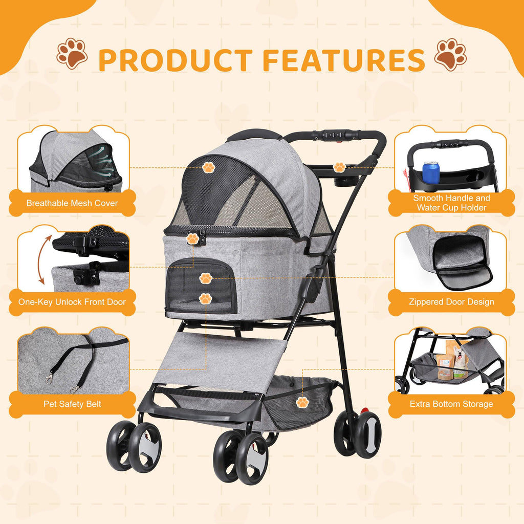 3 in1 Foldable Pet Stroller with 4 Wheels G56796