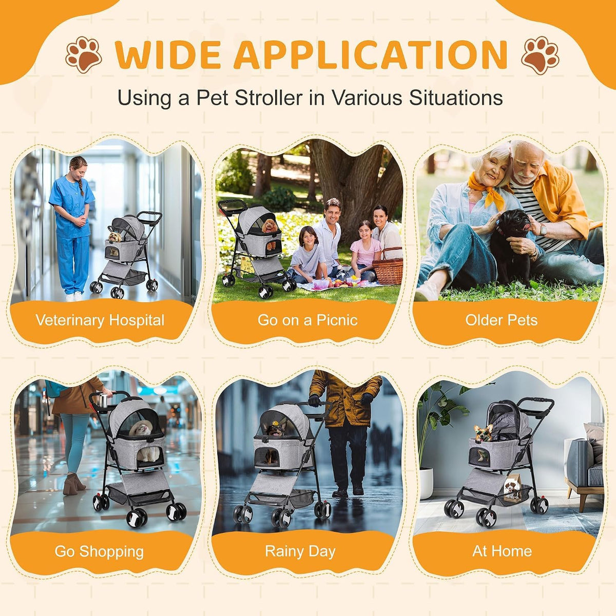 3 in1 Foldable Pet Stroller with 4 Wheels G56796