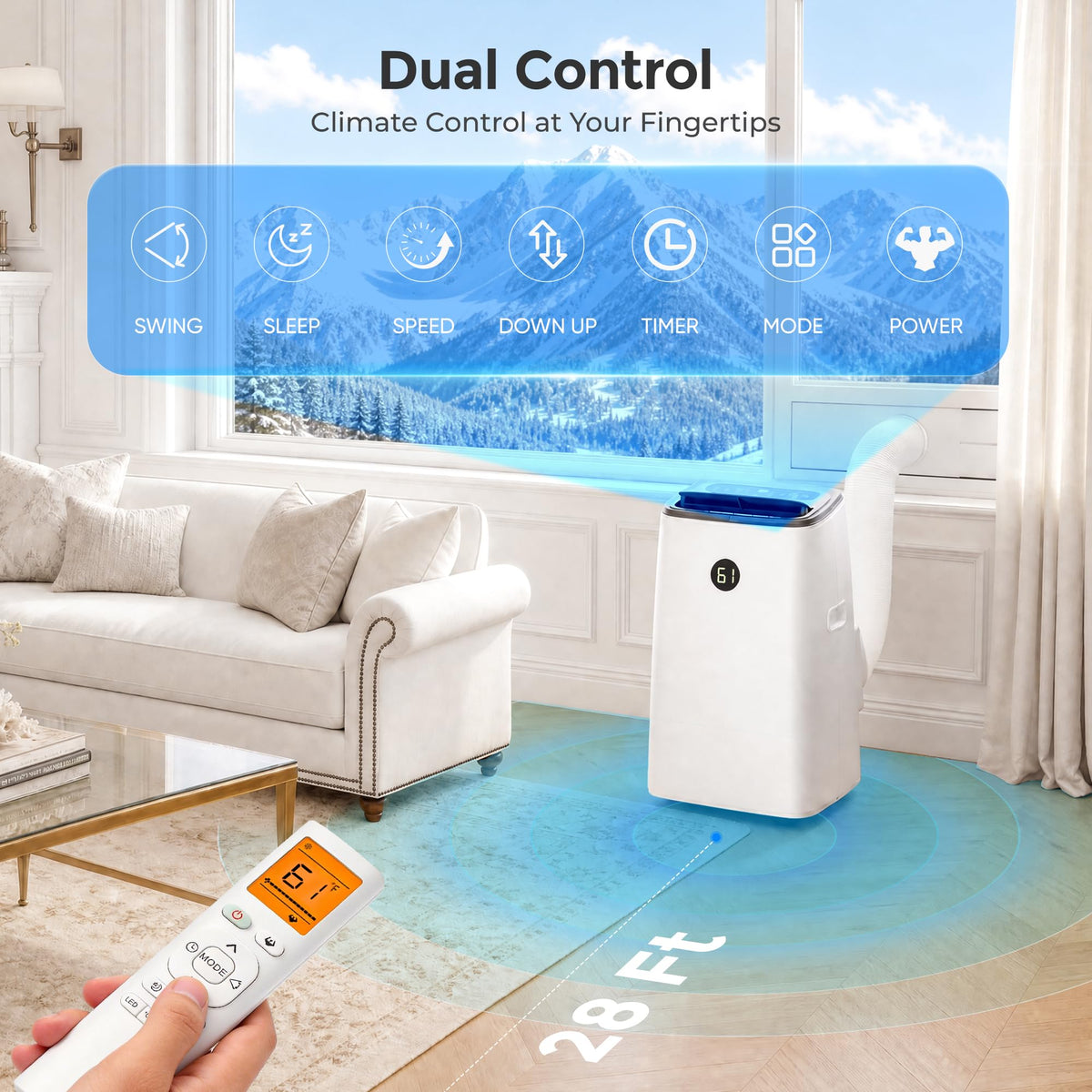 14000 BTU 3-in-1 Portable Air Conditioner with Fan, Dehumidifier, Remote Z781