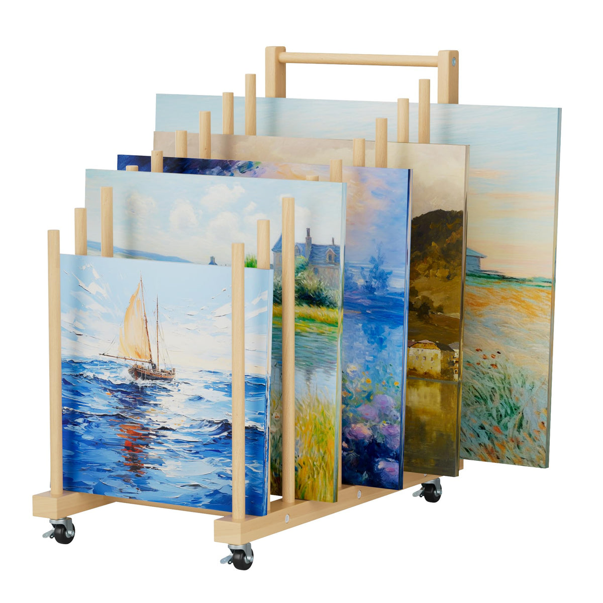 Art Canvas Storage Rack with Wheels and Handle C604