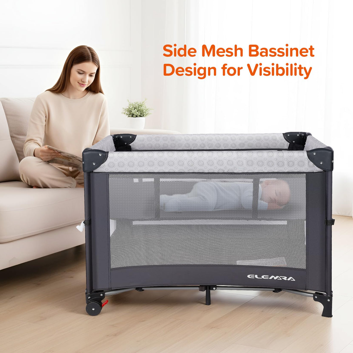 3 in 1 Wide Baby Bassinet with Mattress O8912
