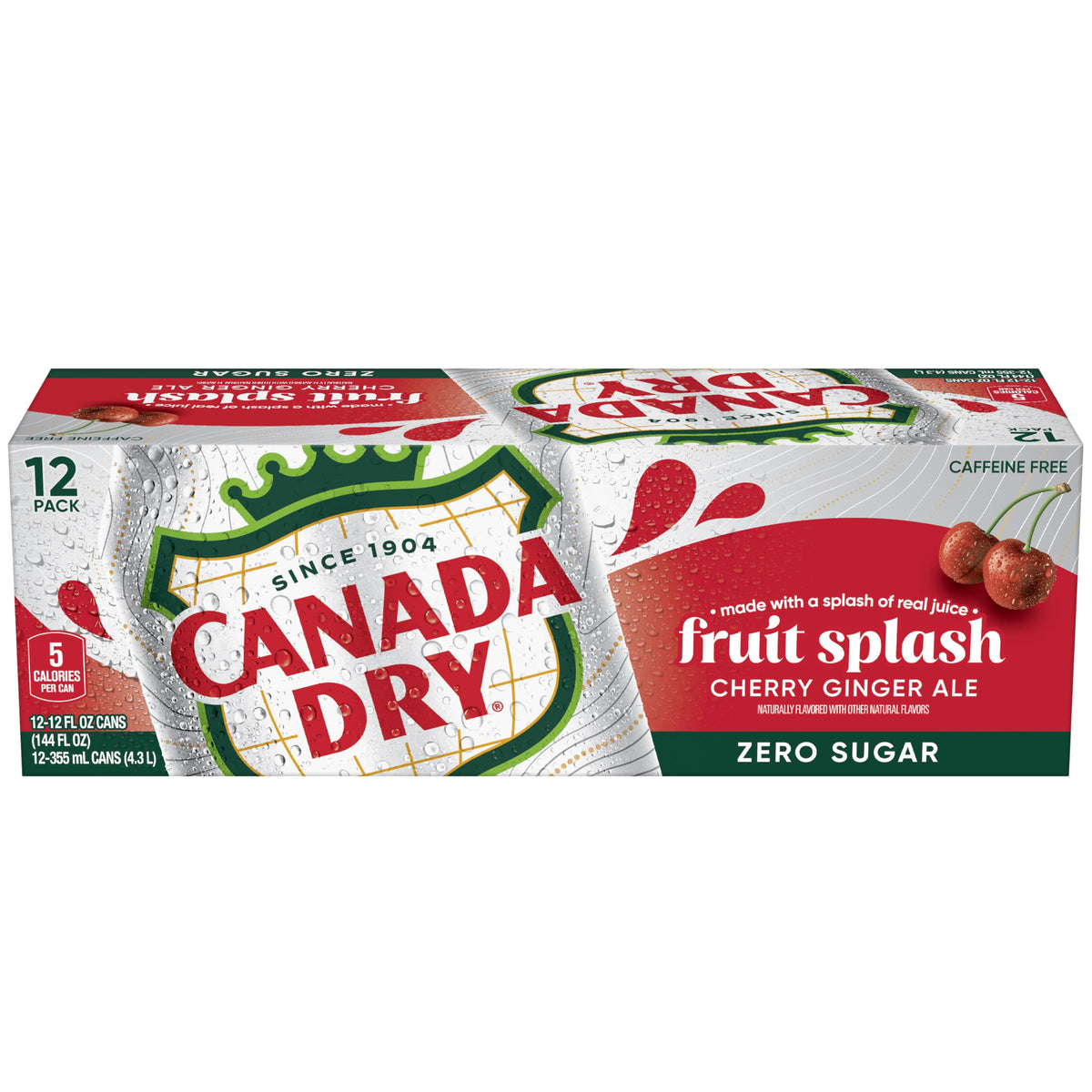 Zero Sugar Cherry Ginger Ale Soda, 12 fl. oz. Cans, 12 Pack U11118