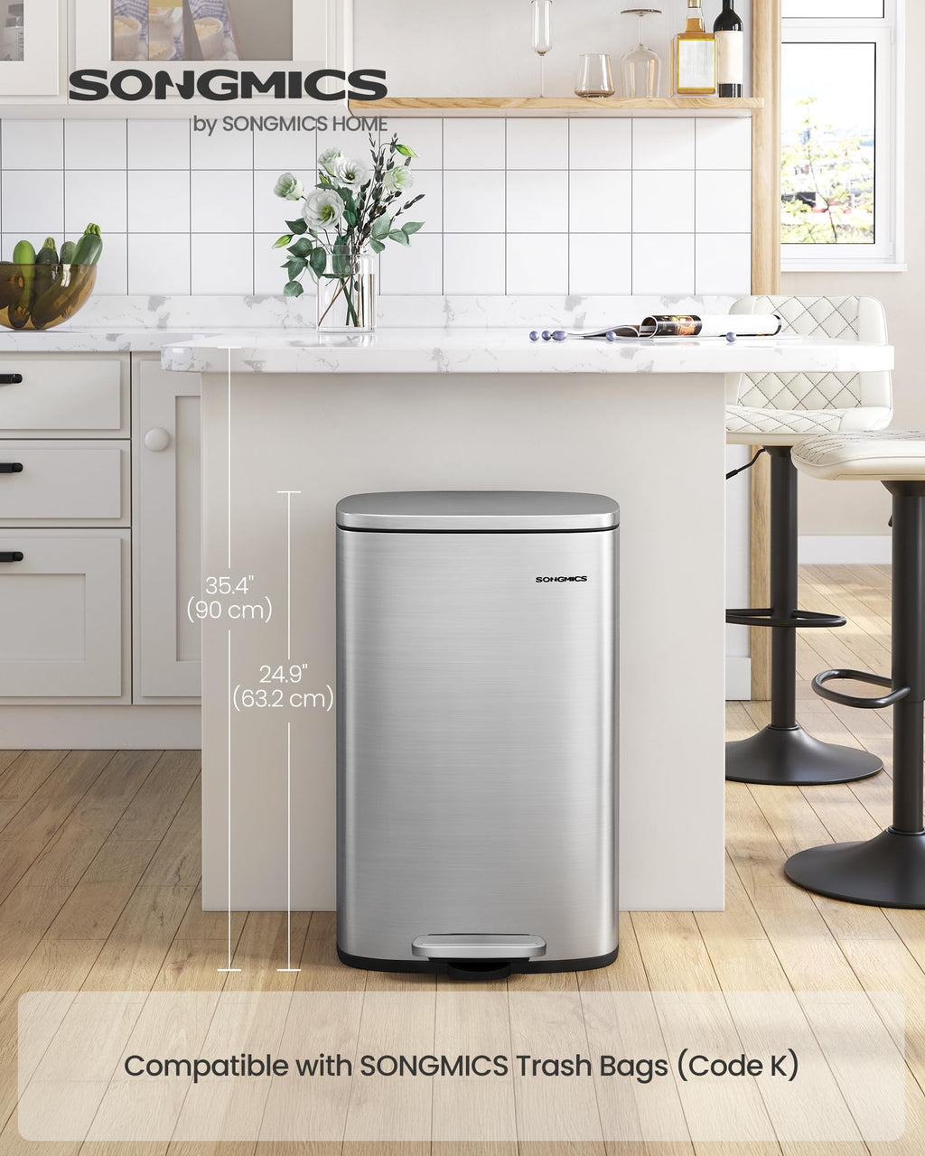 13 Gallon Stainless Steel Trash Can H14446