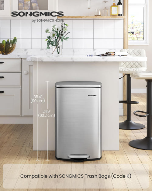 13 Gallon Stainless Steel Trash Can H14446