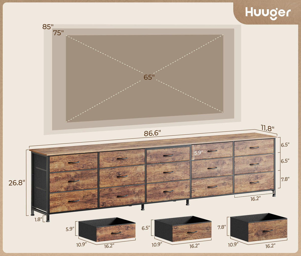 86.6 Inch Long Dresser F93960