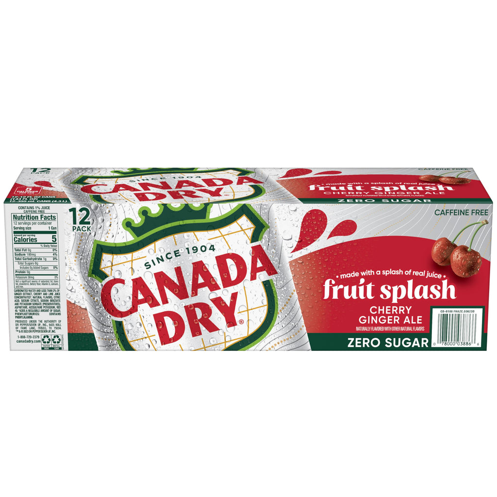 Zero Sugar Cherry Ginger Ale Soda, 12 fl. oz. Cans, 12 Pack U11118