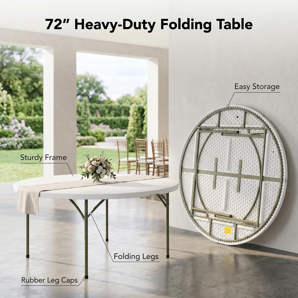 72-Inch Round Plastic Folding Tables 9-Pack J142581