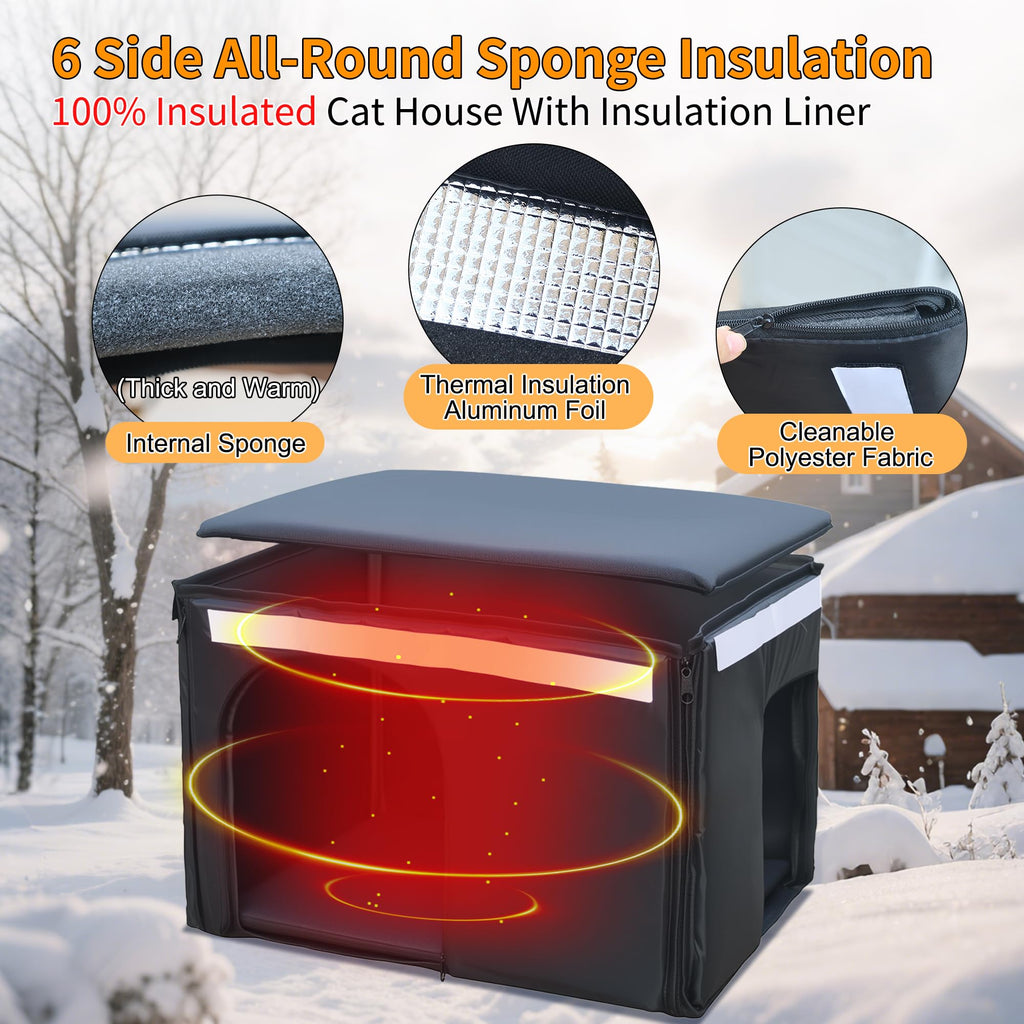 Insulated Outdoor Cat House with Liner J8217