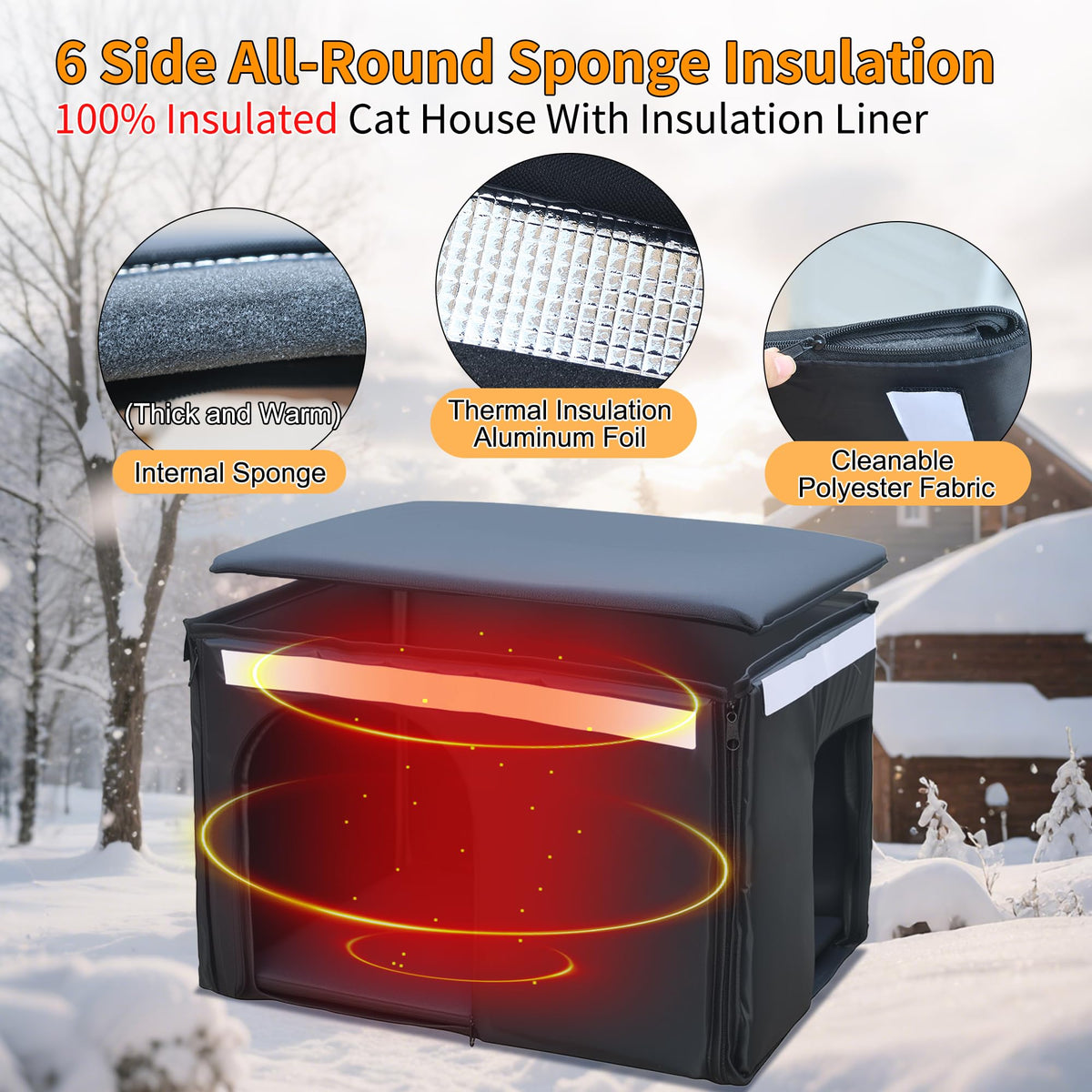 Insulated Outdoor Cat House with Liner J8217