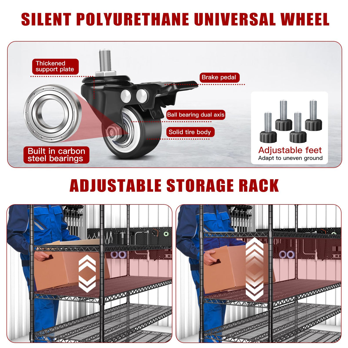 60”W 5 Tier Heavy Duty Metal Wire Shelving with Wheels Q206
