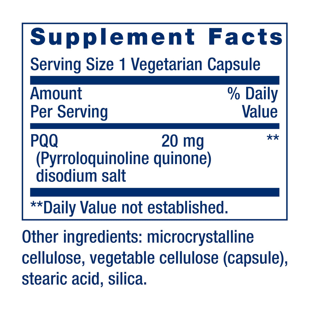 PQQ Pyrroloquinoline Quinone 20 mg 30 Capsules P75365