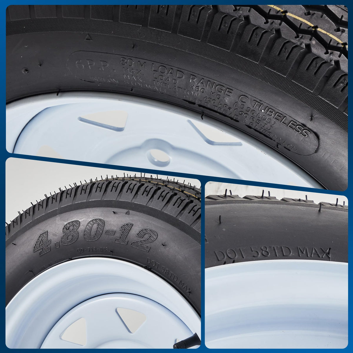 2 Pack 4.80-12 Trailer Tires with 12 inch Rims Z896529