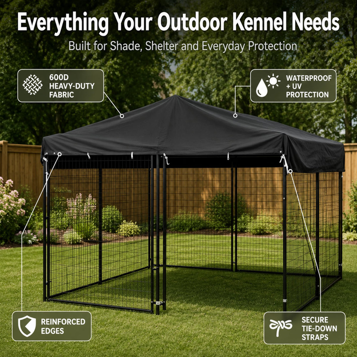 10x10 FT Heavy Duty Waterproof Dog Kennel Cover S368607