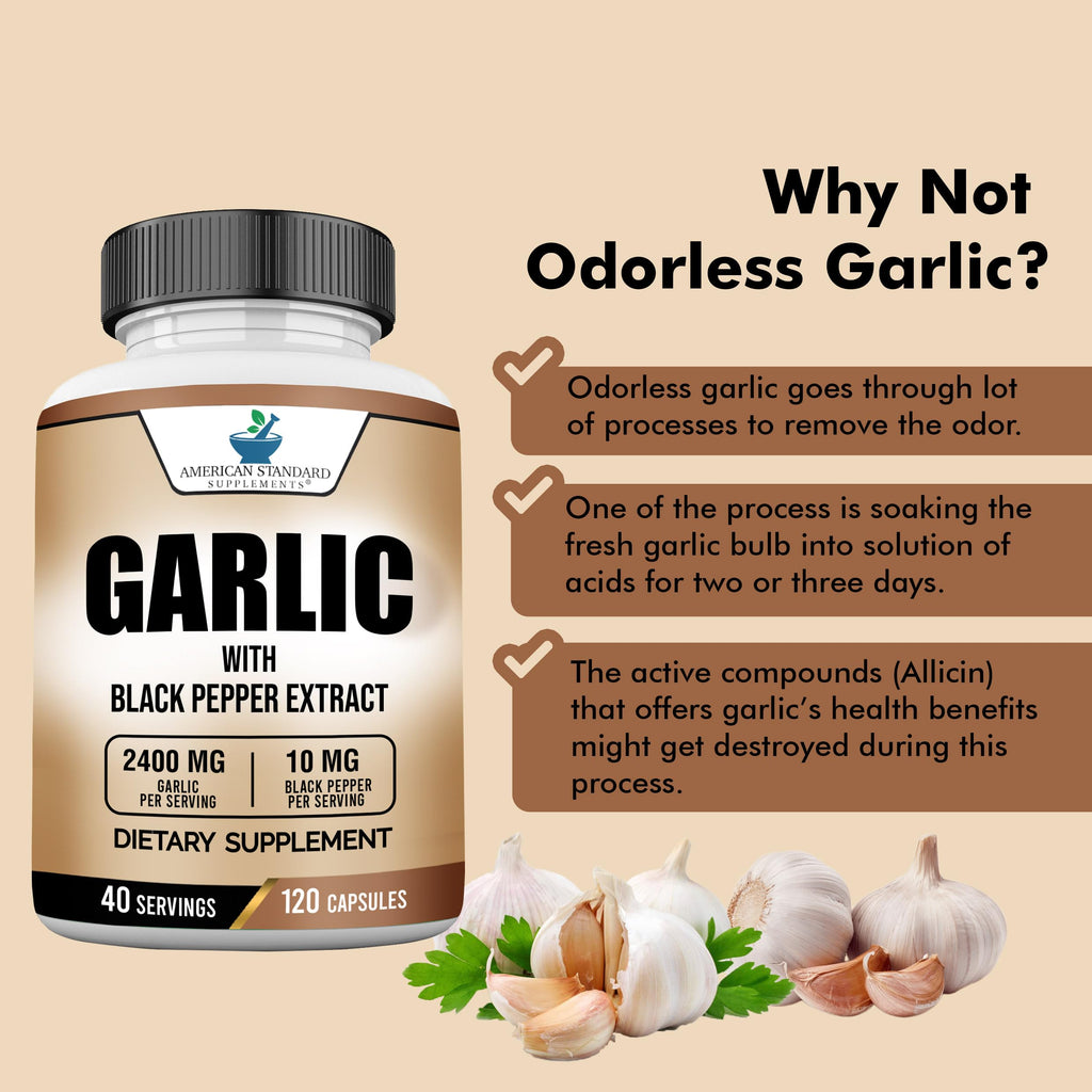 Garlic 2400mg with Black Pepper Fruit Extract 120 Capsules V60872