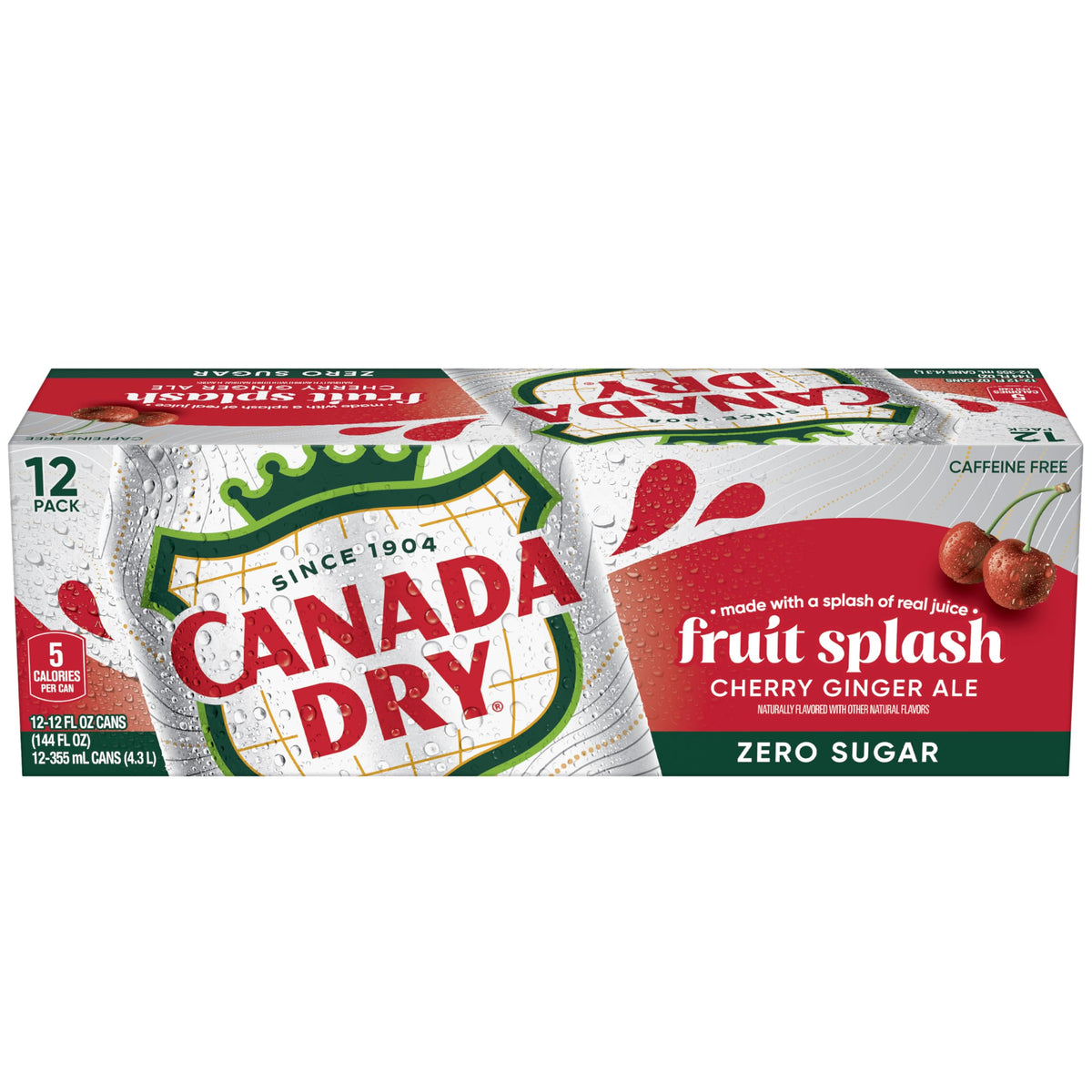 Zero Sugar Cherry Ginger Ale Soda, 12 fl. oz. Cans, 12 Pack U11118