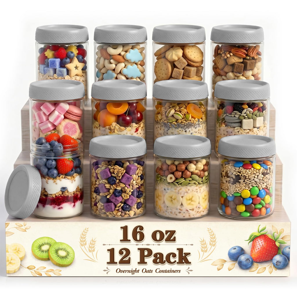 12 Pack 16 oz Glass Jars with Lid W827268