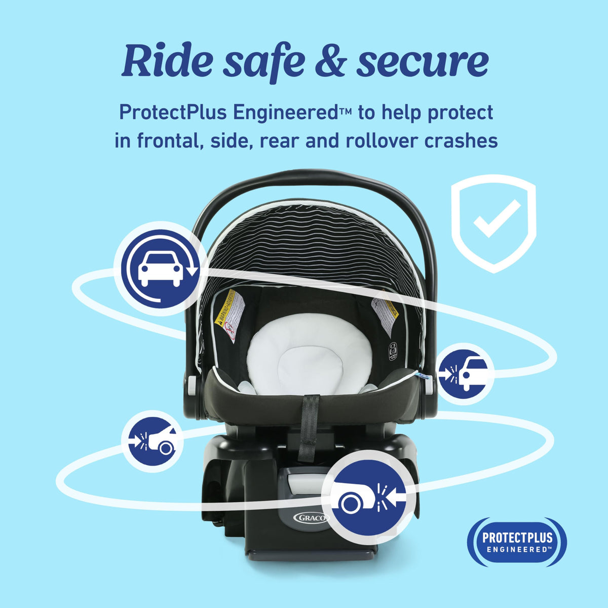 Lightweight Rear-Facing Infant Car Seat with Adjustable Base F8378