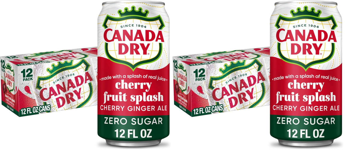 Zero Sugar Cherry Ginger Ale Soda, 12 fl. oz. Cans, 12 Pack U11118