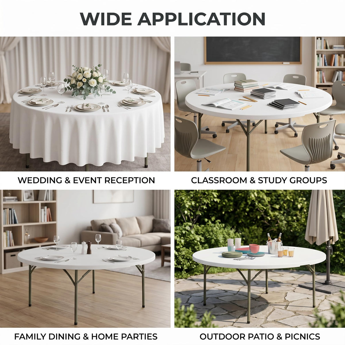 72-Inch Round Plastic Folding Tables 9-Pack J142581