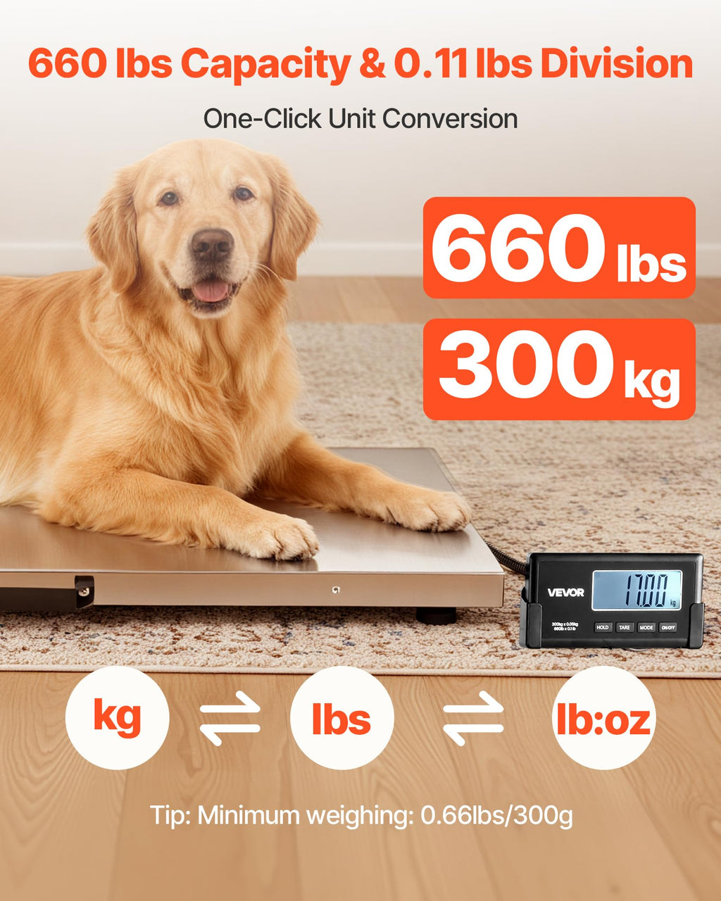 Digital Shipping Scale 660 lbs with LCD Display Y828444