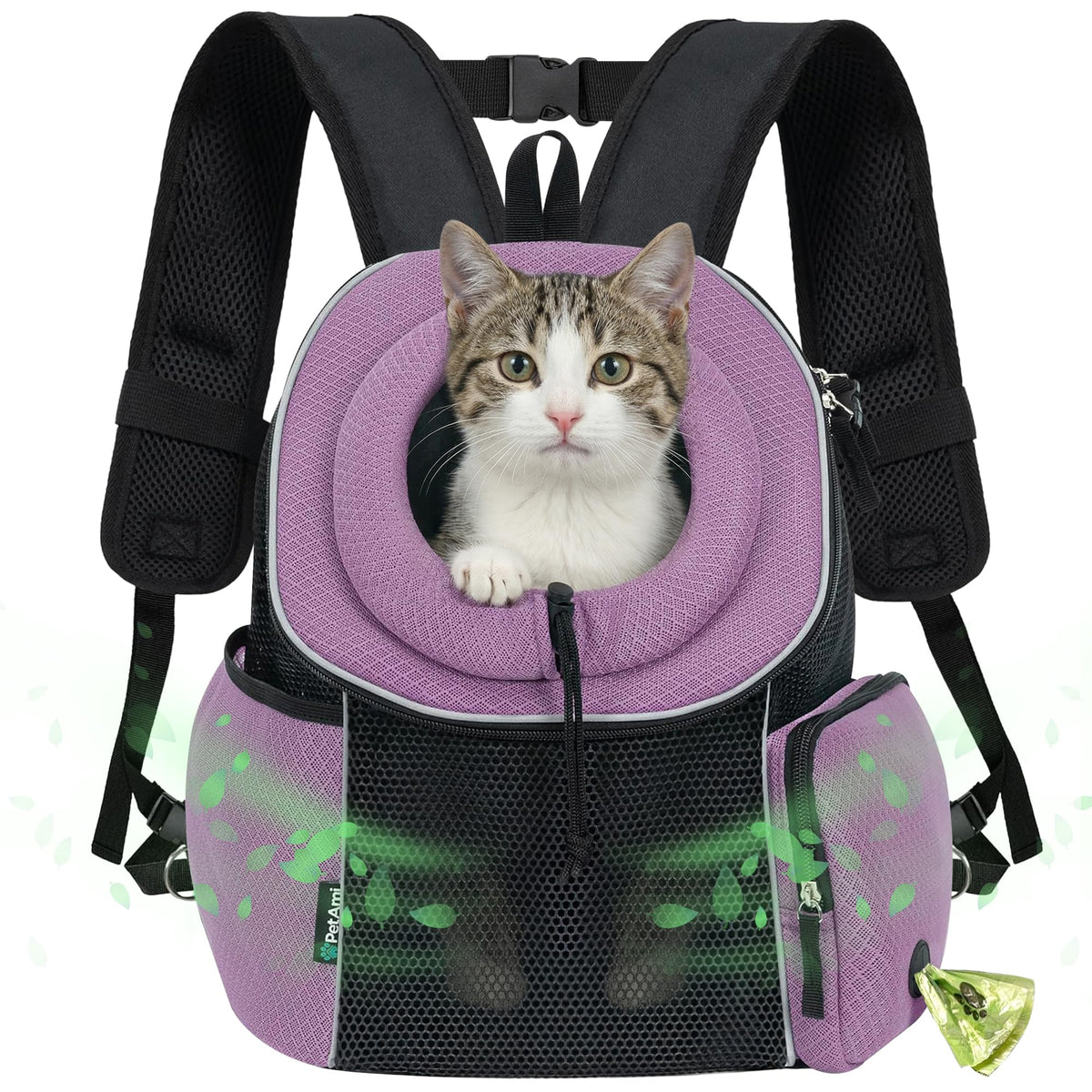 Hands Free Front Pet Carrier Backpack, 10 lbs, Purple G927