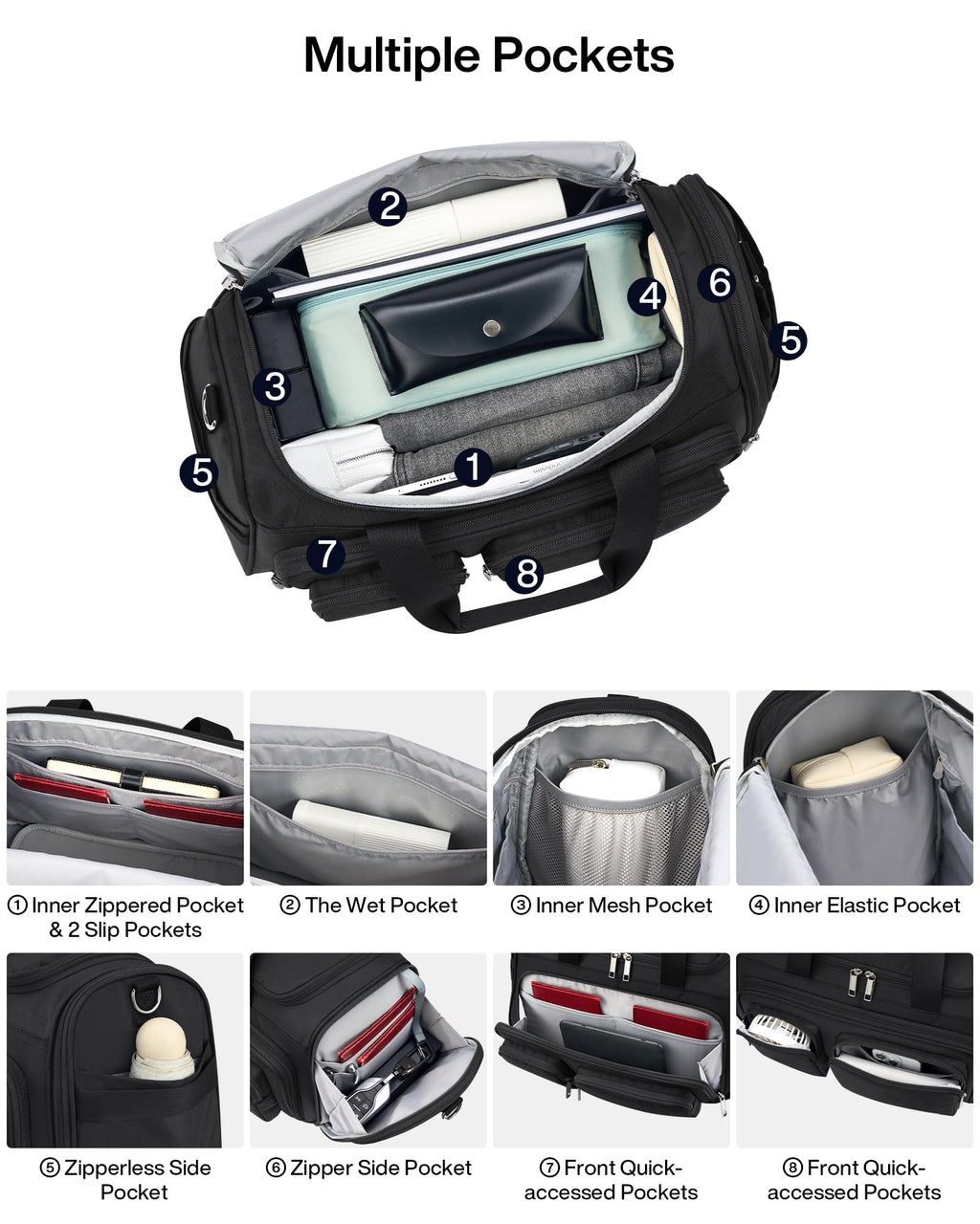 Lightweight Foldable Underseat Carry On Luggage Black F40490