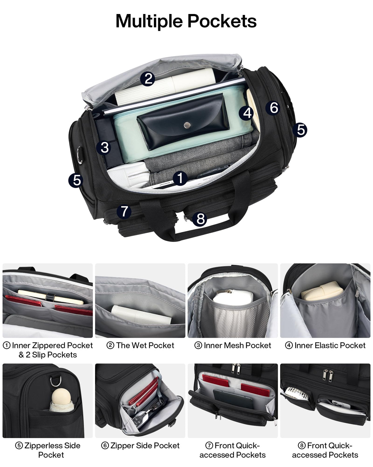 Lightweight Foldable Underseat Carry On Luggage Black F40490