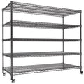 60”W 5 Tier Heavy Duty Metal Wire Shelving with Wheels Q206