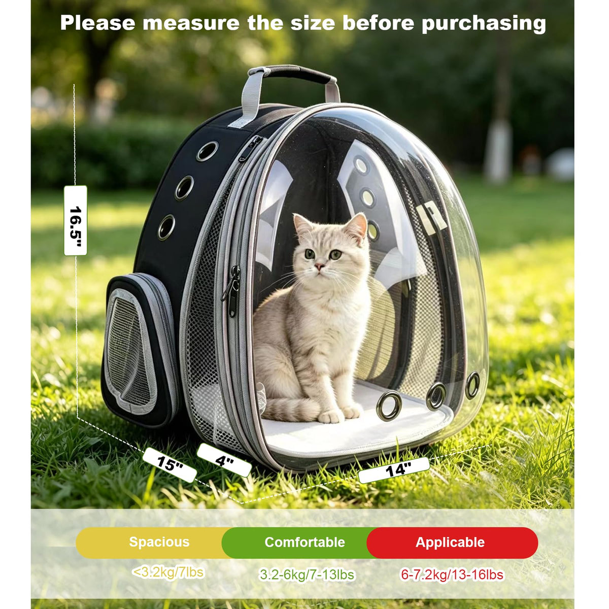 Expandable Pet Backpack Cats Dogs Carrier Bag L20369